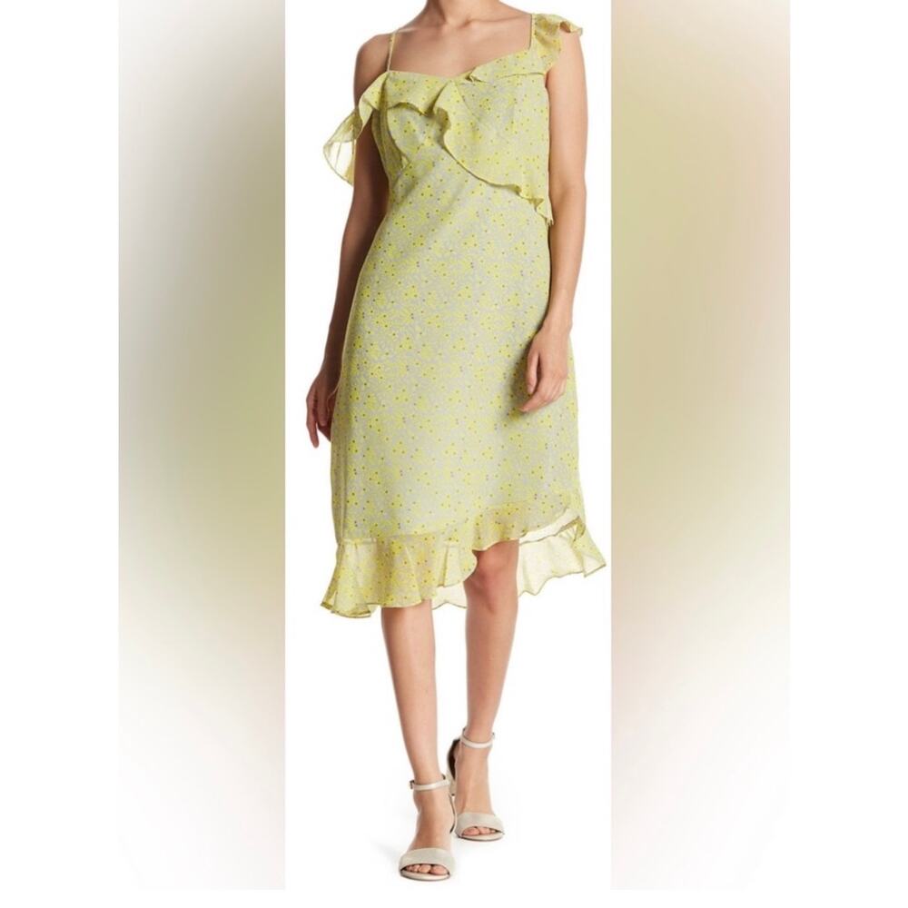 Nanette Lepore Lemon Meringue Floral Ruffle Dress Size 2 NWT Spring Bloom